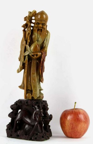 CHINESE FINE SOAPSTONE CARVED IMMORTAL FIGURE