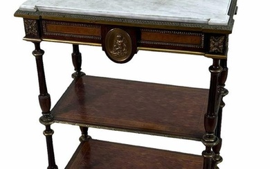 CIRCA 1900 INLAID FRENCH MARBLE TOP SIDE TABLE