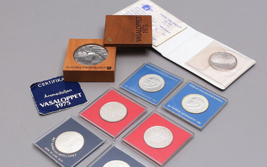 COMMEMORATIVE COINS/COMMEMORATIVE MEDALS, 8 pieces silver, fine weight 234 grams, Sweden, 1970/80's.