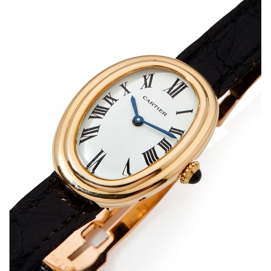 Cartier, Baignoire, n° 78094xxxx, vers 1990. Une intemporelle et très belle montre de dame ovale...