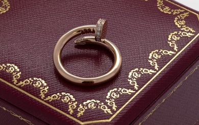 Cartier JUSTE UN CLOU 18K rose gold Diamond RING; Size 53