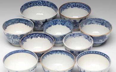 Caughley and Other English Porcelain Blue Willow Bowls, Late 18th- Early 19th C.
