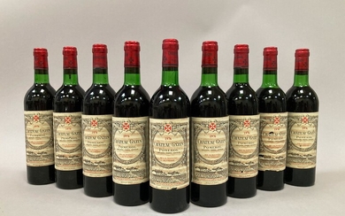 Château GAZIN 1976 - POMEROL. 9 bouteilles. (Etiquettes marquées, petites griffures, 8 légèrement basses et...