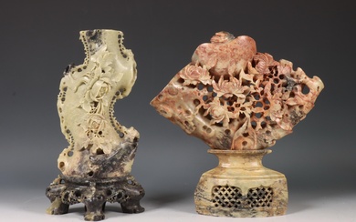 China, two soapstone vases, circa 1900