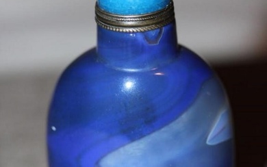 Chinese Blue Banded Agate Snuff Bottle