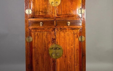 Chinese Elmwood Tall Cabinet