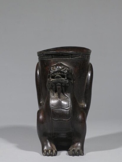 Chinese Hand Carved Zitan Wood Vessel