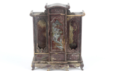 Chinese marble miniature armoire (presum