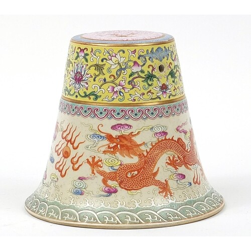 Chinese porcelain altar bell finely hand painted in the fami...