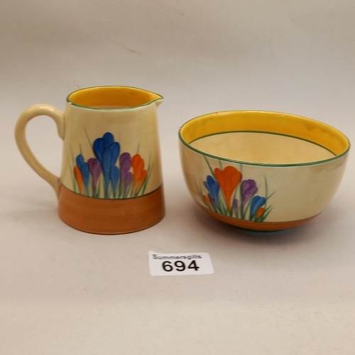 Clarice Cliff Sugar Bowl - D11cm - very small chip to paint ...
