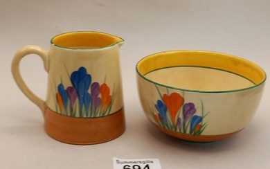 Clarice Cliff Sugar Bowl - D11cm - very small chip to paint ...