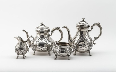 Coffee and tea service. One coffee pot (dents)...
