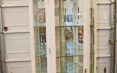 Contemporary Philip Reinisch bevel glass 1 door corner curio display cabinet