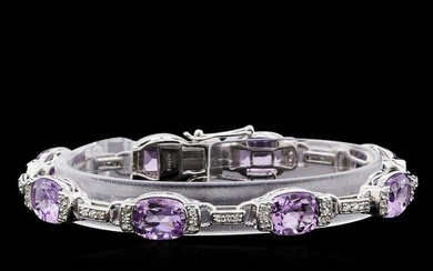 Crayola 17.00 ctw Pink Amethyst and White Sapphire Bracelet - .925 Silver