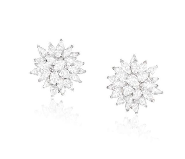 Description AN IMPORTANT PAIR OF DIAMOND EARCLIPS Composed of...