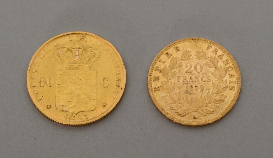 Deux pièces de monnaie en or jaune Pièce de 20 fr…