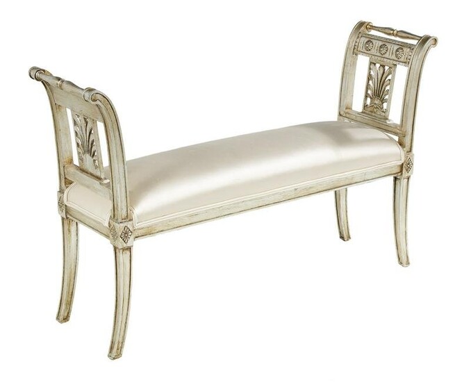 Directoire-Style Silver Leaf Bench