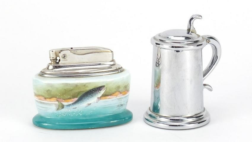 Dunhill chrome table lighter in the form of a tankard
