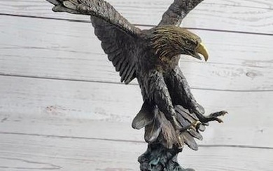 Eagle's Grace Original Bronze Sculpture Signed by Milo on Marble Base - 19" x 11"