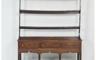Early George III oak dresser and plate rack, North Wales, ci...