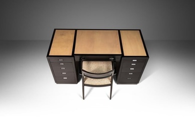 Ebonized Mid Century Modern Executive / Campaign Desk by Edward Wormley for Dunbar with Original
