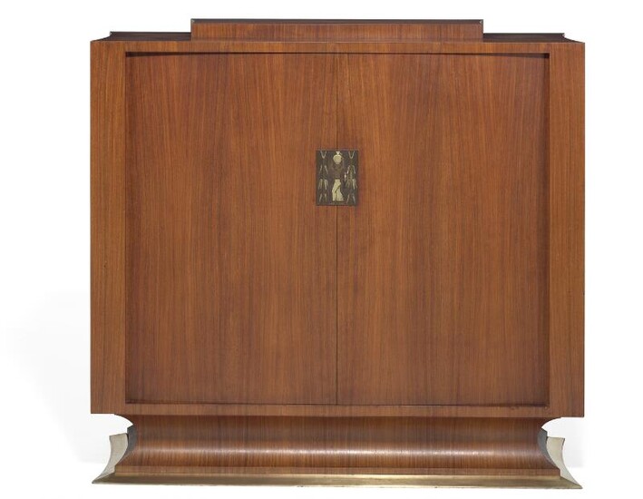 NOT SOLD. Ernst Kühn: Brazilian rosewood cabinet with curved sides and base with brass plinth. Front with two doors. – Bruun Rasmussen Auctioneers of Fine Art