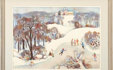 Exhibited John Richardson W/C Winter Scene Painting
