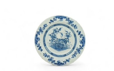 FIVE DELFT PLATES AND A SOUP PLATE 18th century, 23cms wide...