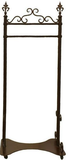 FRENCH WROUGHT IRON ROLLING CLOTHING RACK