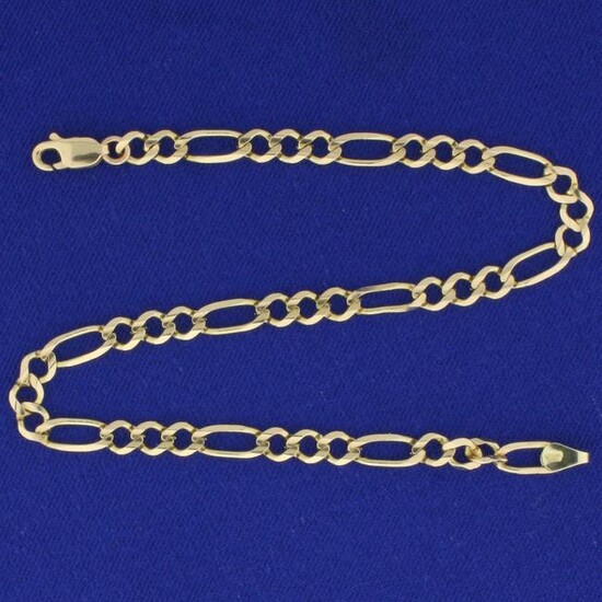 Figaro Link Anklet in 14K Yellow Gold