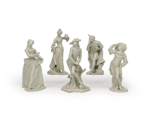 Five Nymphenburg white glazed figures modern, afte…
