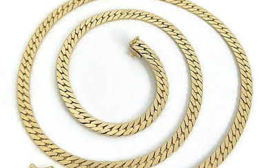 Flat Herringbone Chain Necklace 14K Yellow Gold, 19 Inches, 4.3 mm, 19.70 Grams