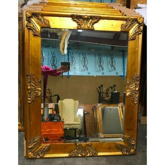 Florentine Style Ornate Gold Gilt Wooden Beveled Mirror