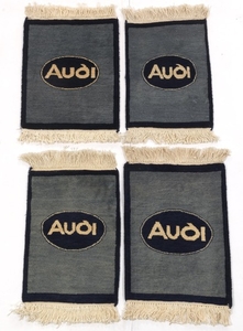 Four Hand-Knotted Silver/Navy Blue Audi Car Mats