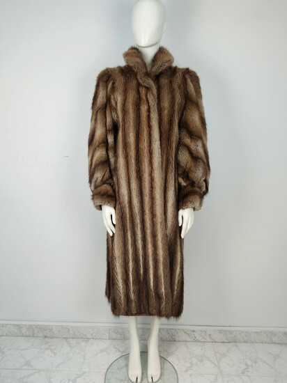 Fourrures Albert Long multicolored mink fur coat