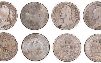 France, Directory (1795-1799), Décimes (4), AN 4a (3), AN 5a?, 2 Décimes...