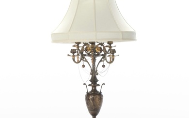 French Empire Style Carved Stone and Brass Candelabra Table Lamp