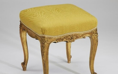 French Louis XV style giltwood tabouret in silk