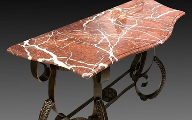 法国古董铜和大理石茶几 French antique Bronze and Marble Console Table 100x41x92...