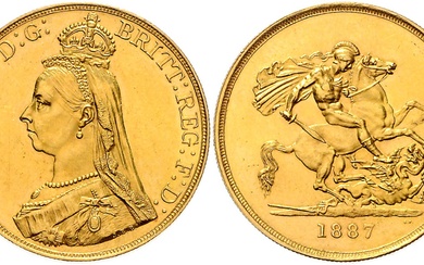 GROSSBRITANNIEN, Victoria, 1837-1901, 5 Pounds 1887