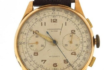 Gentlemen's 18ct gold chronograph wristwatch numbered