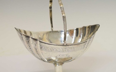 George III Irish silver pedestal basket with bright-cut decoration