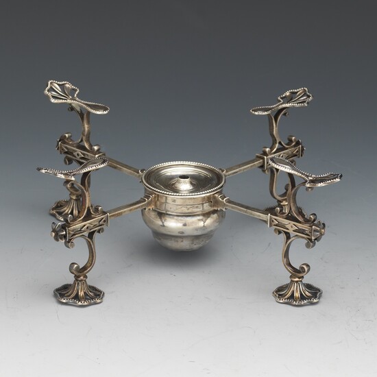 George III Sterling Silver Adjustable Plate, Cross Support/Warmer, by William Abdy, dated 1781