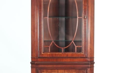 George III Style Inlaid Mahogany Corner Cabinet