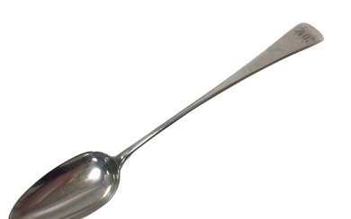 George III silver Old English pattern serving spoon, with engraved initials (London 1795)