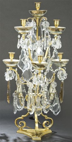 Girandole in bronze and crystal, first third of the 20