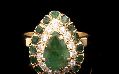 Gold, Diamonds & Emeralds Ring