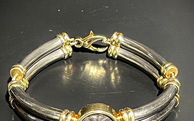 Gold and silver Greek coin bracelet, marked, 20 cm...
