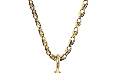 Gold circular Acropolis pendant on a fancy link chain necklace
