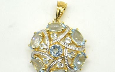 Gold plated Sil Blur Topaz(5.4ct) Pendant